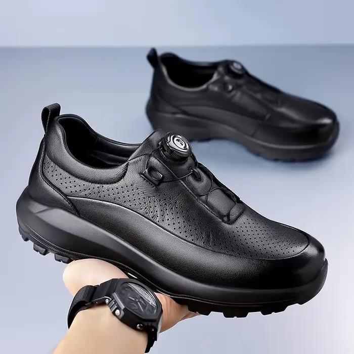 Chaussures à plateforme à bouton rotatif pour hommes, mode décontractée, chaussures de sport de créa