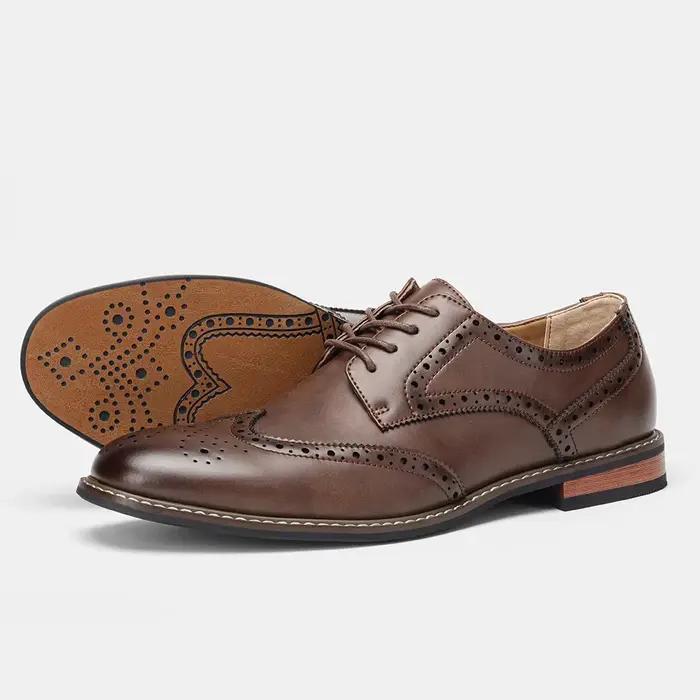 Taille 7 ~ 13 chaussures habillées Brogue homme chaussure sociale en cuir de mariage mâle