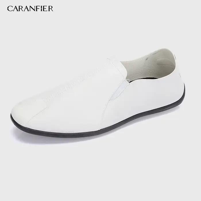CARANFIER hommes printemps automne chaussures respirant en cuir appartements mocassins homme décontr