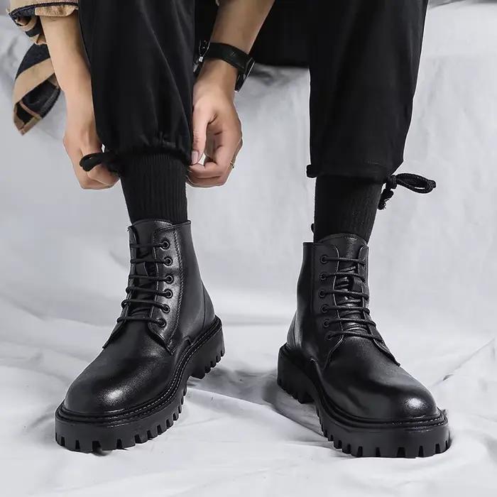 Bottines montantes pour hommes marque de créateur confortable fond épais chaussures décontractées ho