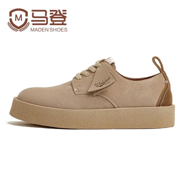Chaussures Derby rétro pour homme Maden, à semelle épaisse, en daim kaki, bottes basses de désert, l