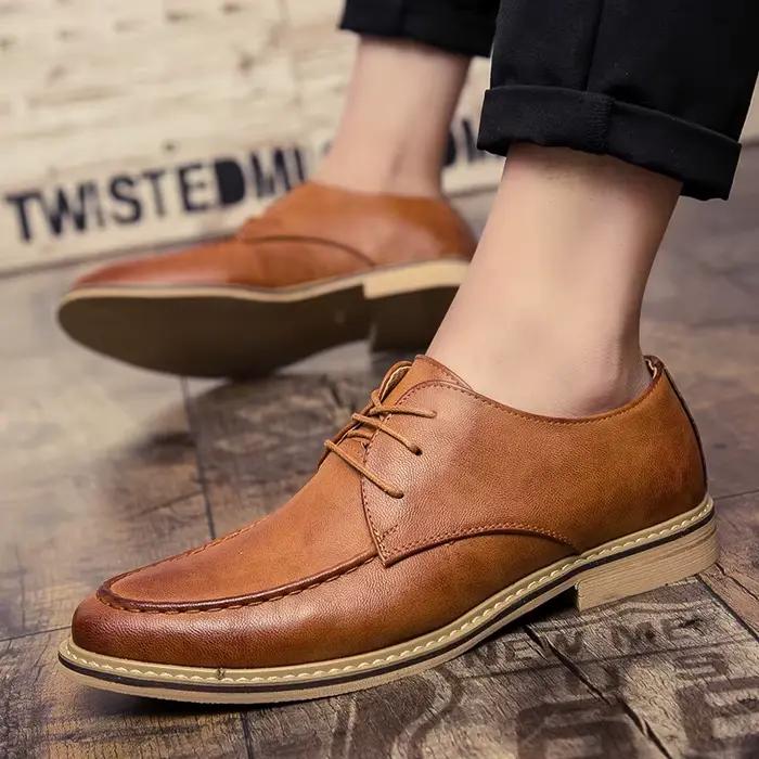 Chaussures derby en cuir à l'offre elles souples pour hommes, chaussures pointues pour mariage, robe