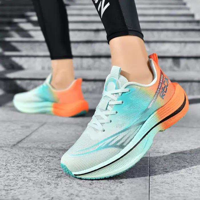 Chaussures de course Popcorn, ultra-légères avec plaque en carbone, respirantes, pour la course, amo