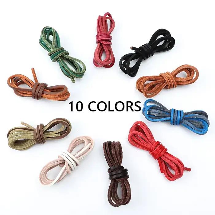 Lacets plats de haute qualité lacets de chaussures en cuir massif classique multicolore loisirs dent