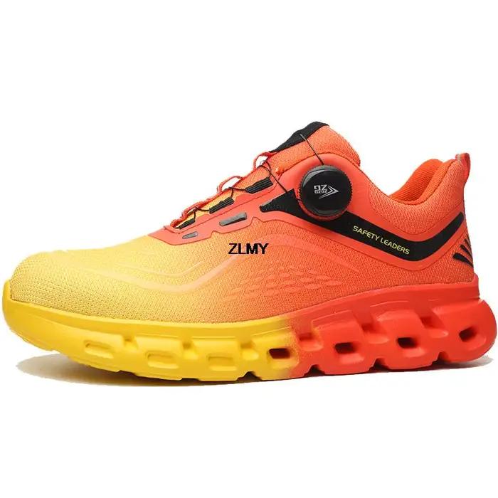 ZLMY-Chaussures de Sécurité Légères pour Homme, en Acier, avec Bouton Rotatif, Anti-perforation, à l