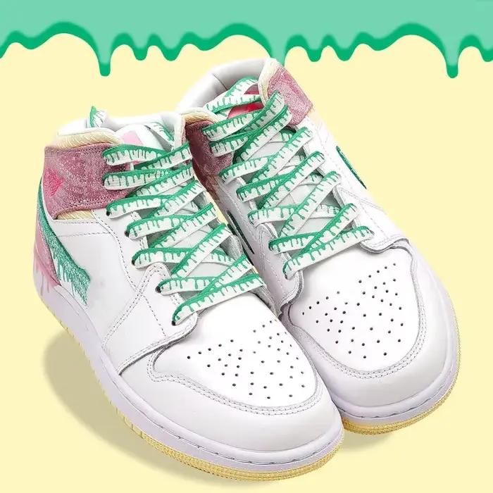Fleur colorée Ins chaussures cordes Af1 lacets de crème glacée pour baskets canard Mandarin poudre v