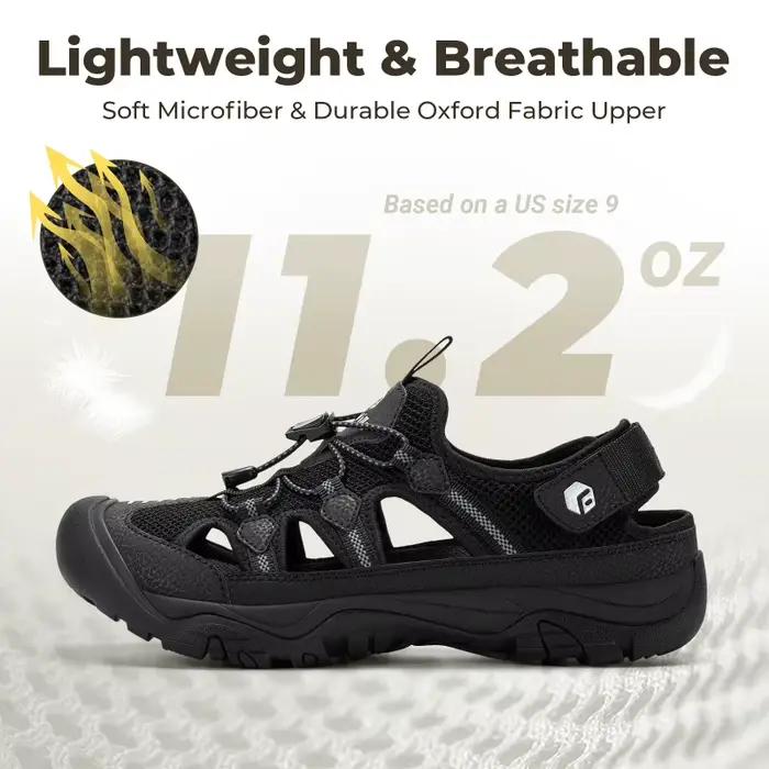 FitVille Sandales pour hommes à largeur large, à bout fermé, pour la randonnée et la natation, avec 