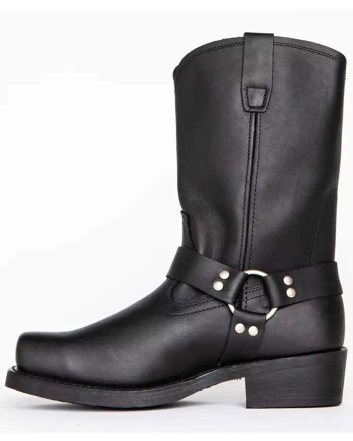 Bottes de cowboy rétro pour hommes, bottes western mi-mollet en cuir PU, chaussures à enfiler pour h