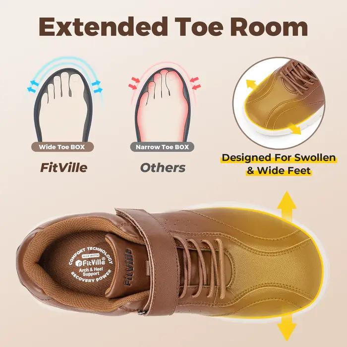 Fittington chaussures pour diabétiques pour hommes chaussures de marche Velcro Extra large largeur r