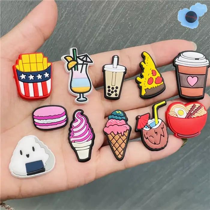 Café Pizza nourriture boisson Sushi crème glacée thé PVC chaussures breloques sandales accessoires c