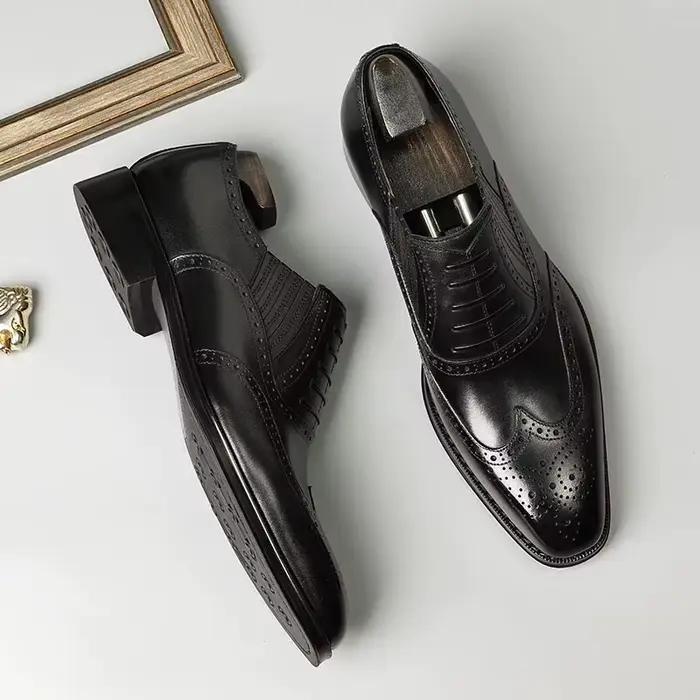 Chaussures en cuir pour hommes, en cuir véritable, style britannique, chaussures faites à la main po