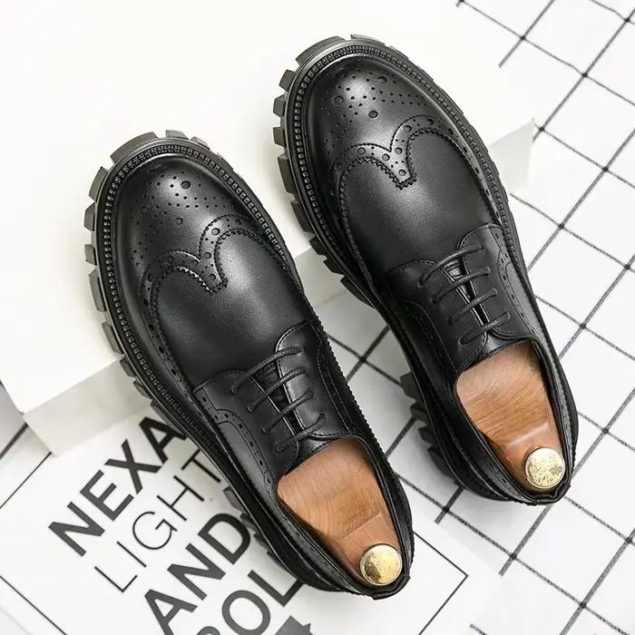 Printemps hommes d'affaires formel à semelles épaisses à lacets Oxford chaussures de luxe hommes cha