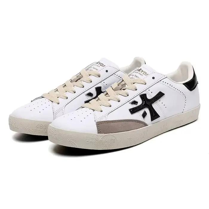 Chaussures d'été pour homme, en cuir véritable, à lacets, bout rond, respirantes, avec design patchw