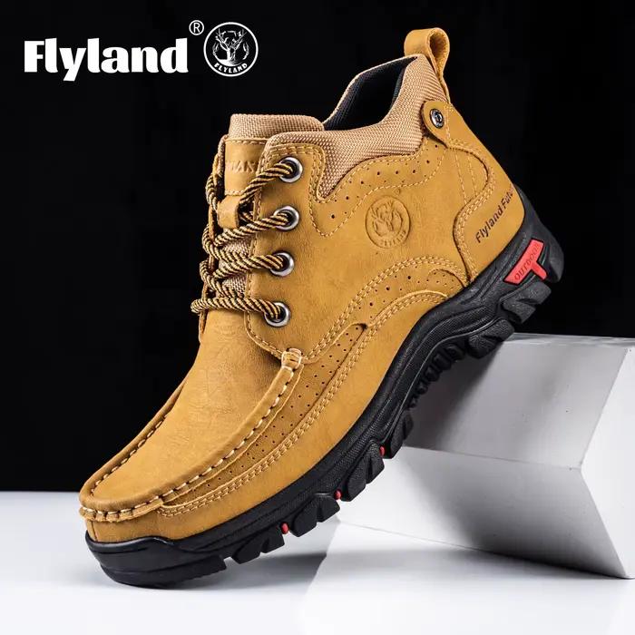 FLYLAND hommes Chukka bottes chaussures en cuir décontractées mode Vintage à la main hommes baskets