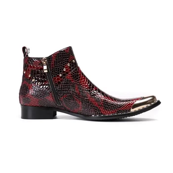 Bottes de rinçage en cuir véritable pour hommes, bottes provoqué à enfiler, bottes pointues, style p