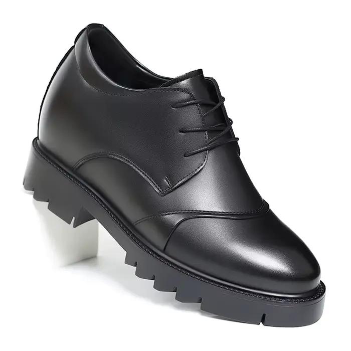 Chaussures pour hommes en cuir de vache augmentant la hauteur de 10cm, chaussures formelles à semell