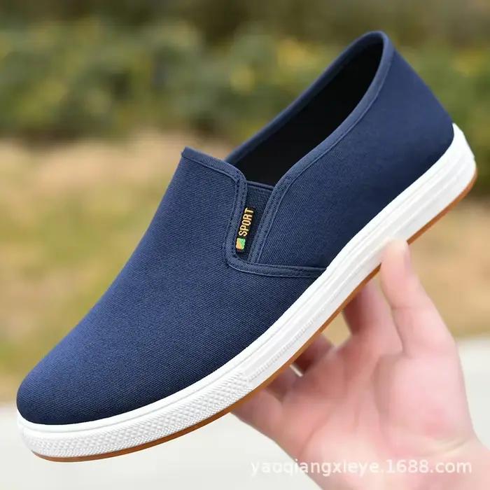 Zapatos-Chaussures de dehors en Toile Décontractées pour Homme, Baskets Confortables, Noires, Nouvel