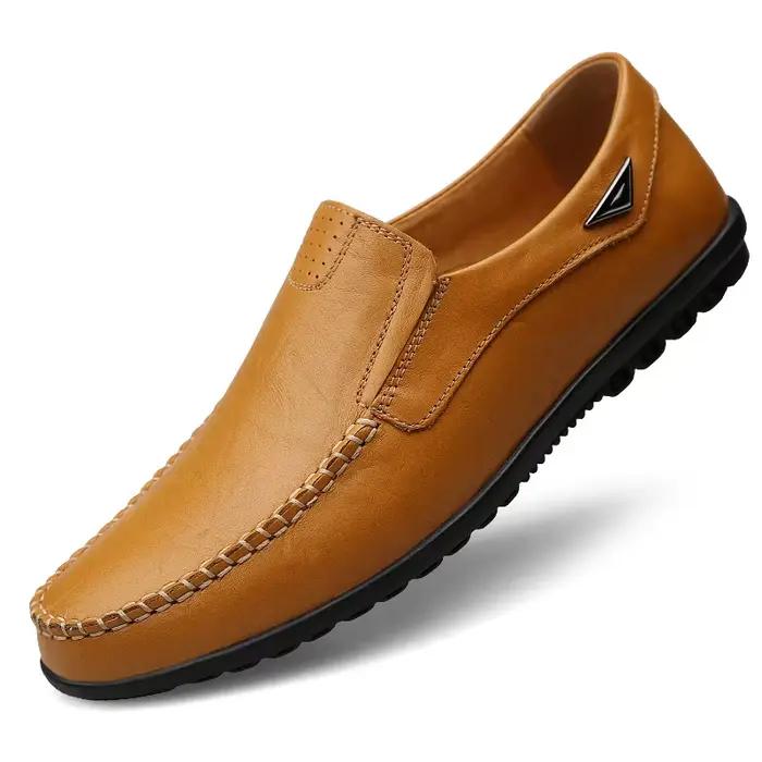 Mocassins en cuir véritable ajouré, respirant, sans lacets, chaussures de conduite, style décontract