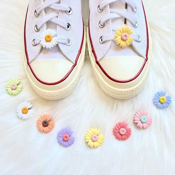 Nouveau crème marguerite lacets accessoires boucle de chaussure décoratif mignon à la mode créatif c
