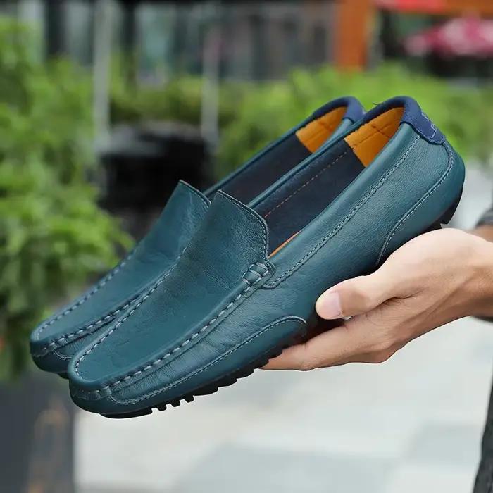 Mocasines respirantes en cuir véritable mocassins décontractés chaussures en cuir pour hommes sans l