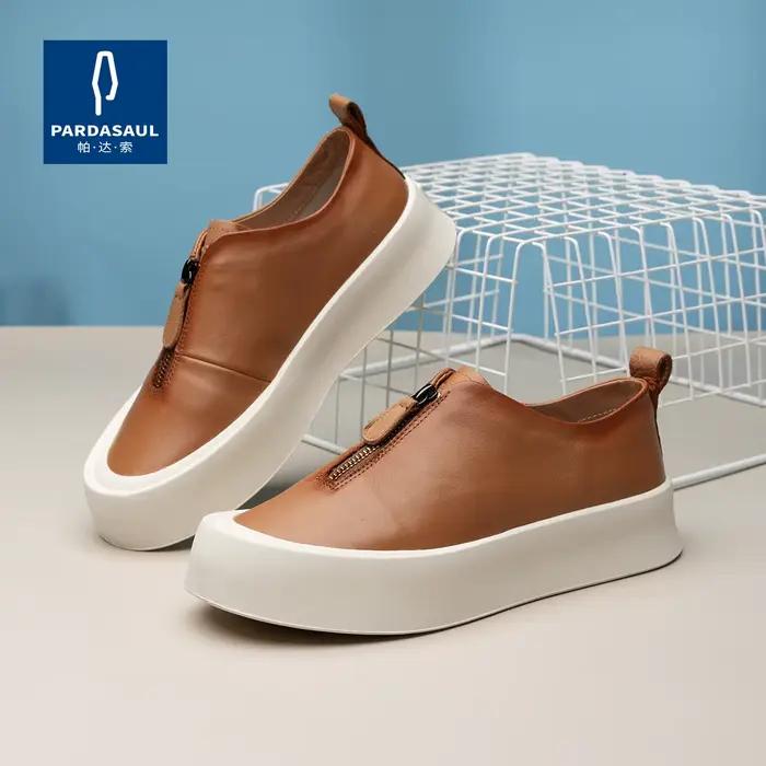 Le Fu-Chaussures en cuir décontractées One Step, Souples, Astronomiques, Tête Ronde, Paresseux, Nouv