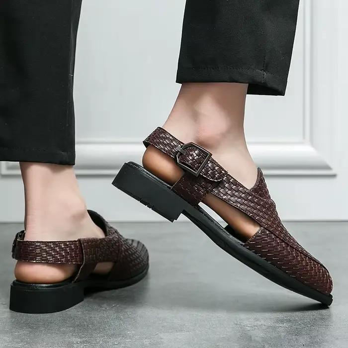 Été haute qualité richelieu chaussures sandales hommes Style britannique sandales en cuir décontract