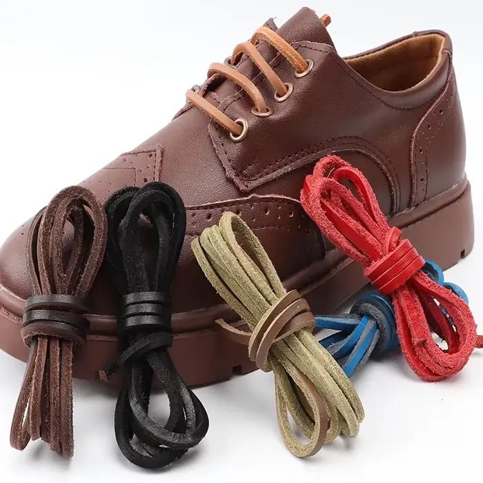 Lacets plats de haute qualité lacets de chaussures en cuir massif classique multicolore loisirs dent