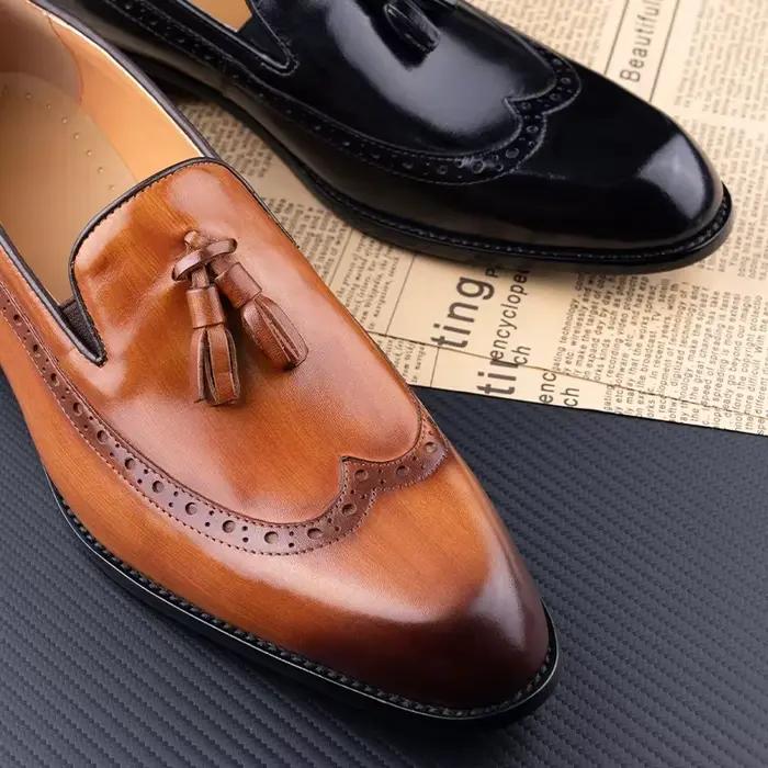 Mocassins en cuir de vache véritable pour hommes d'affaires, nouveau Style, couture faite à la main,