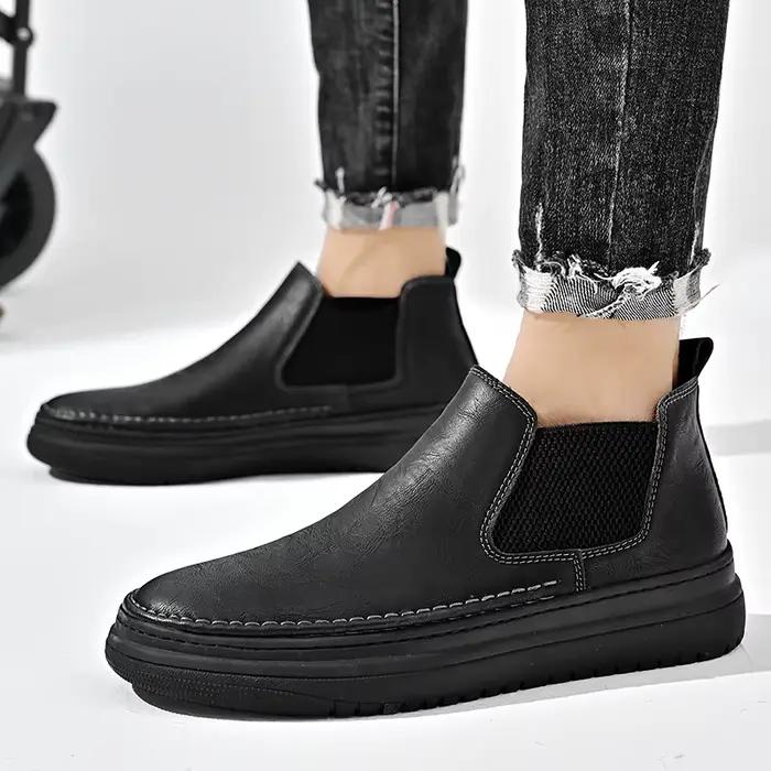 Bottes courtes d'affaires haut de gamme pour hommes, bottes formelles, chaussures de rinçage d'hiver