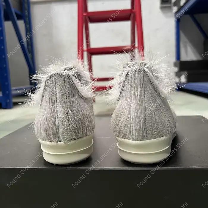 Chaussures décontractées pour hommes, marque de qualité supérieure, fourrure de cheval grise