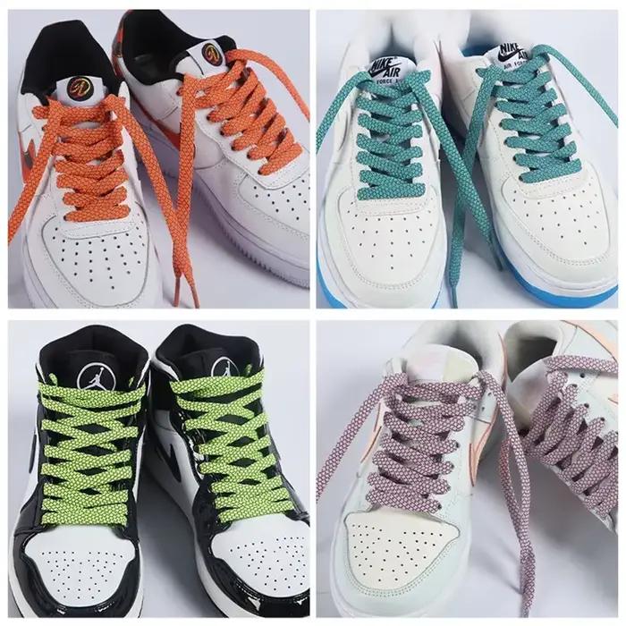 1 paire ​ Lacets plats réfléchissants 3M pour baskets brillent la nuit être Applicable Sport course 