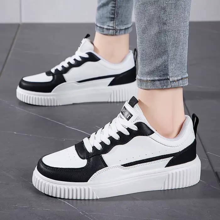 Baskets décontractées en cuir PU gris et blanc pour hommes, semelle épaisse antidérapante, chaussure