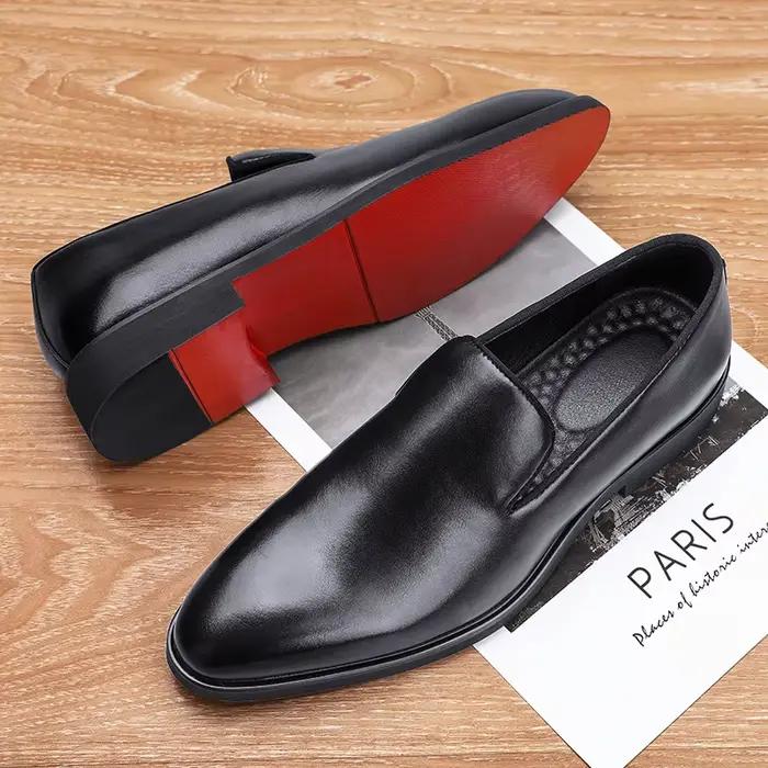 Chaussures habillées à semelle rouge pour hommes, mocassins de bureau pour hommes, chaussures de con