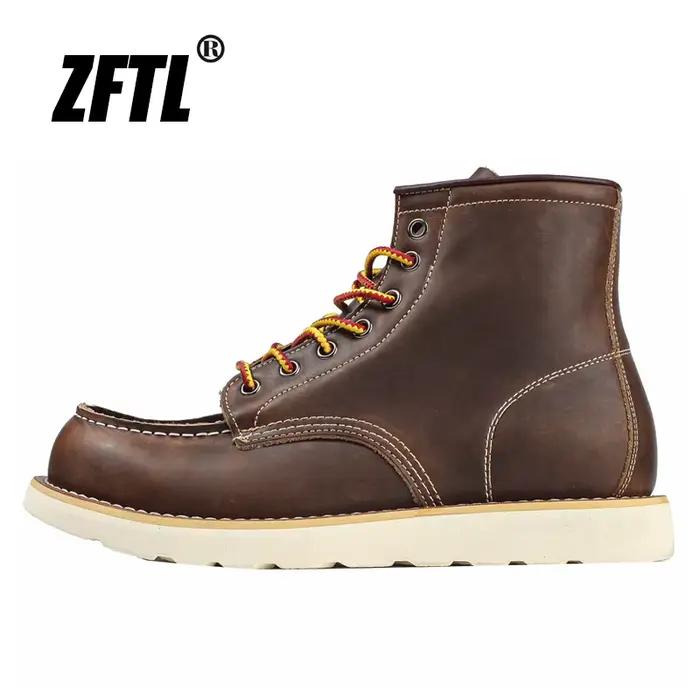 ZFTL hommes bottines américain rétro outillage bottes décontracté Crazy Horse cuir hommes bottes Vin
