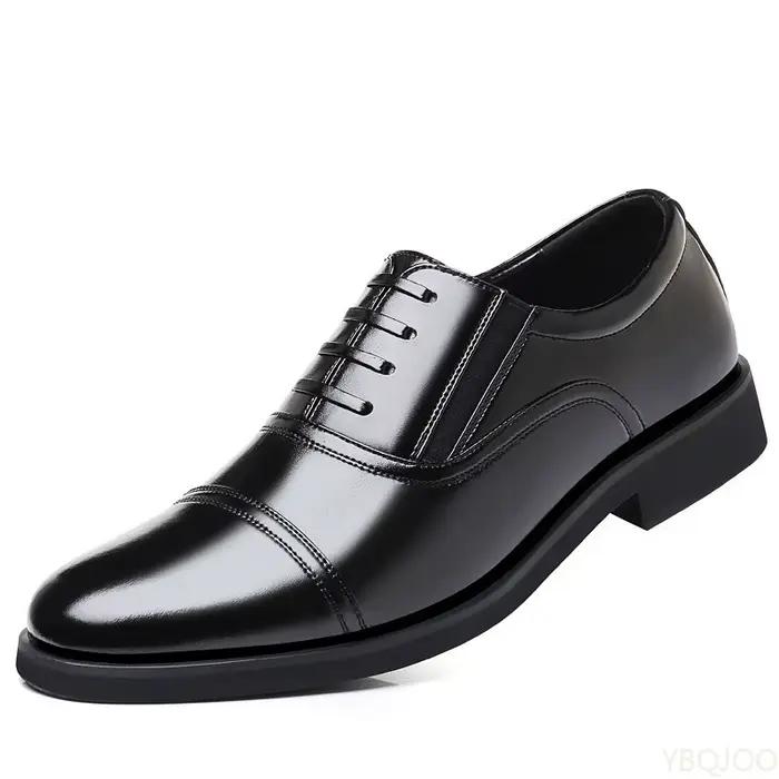 Chaussures d'affaires en cuir à bout rond pour hommes, chaussures de travail formelles, polyvalentes