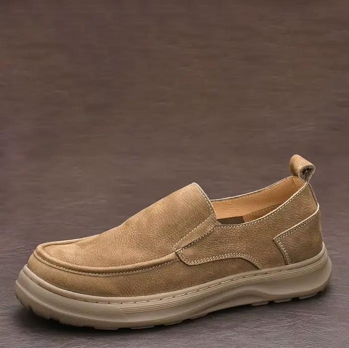 LIHUAMAO cuir de vache daim chaussures décontractées pour hommes sans lacet mocassins chaussures de 