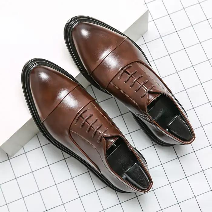 Chaussures en cuir véritable pour hommes, confortables, décontractées, formelles, à lacets, pour tou