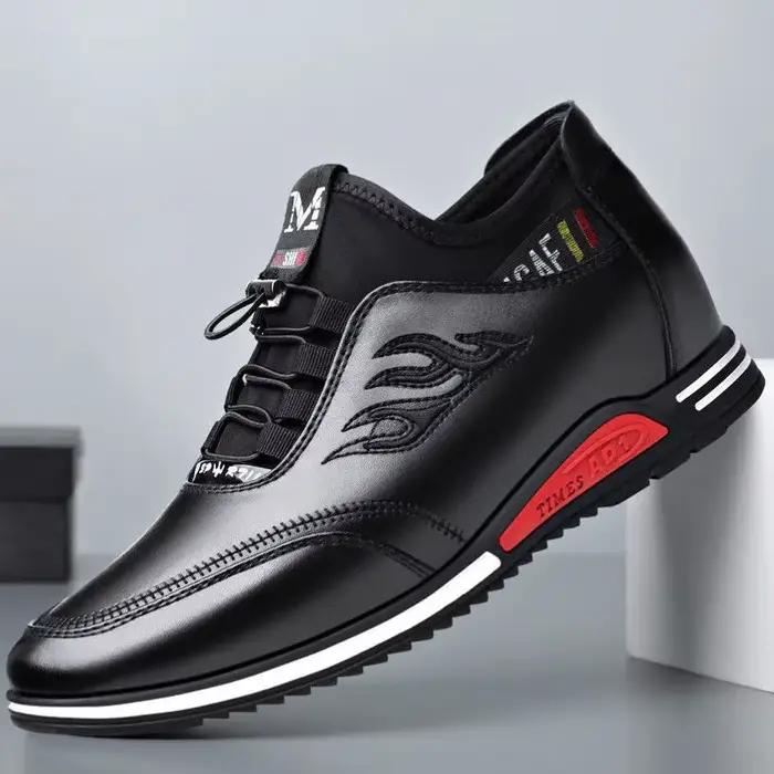 Chaussures en cuir respirantes pour hommes, chaussures en cuir souple, chaussures plates décontracté