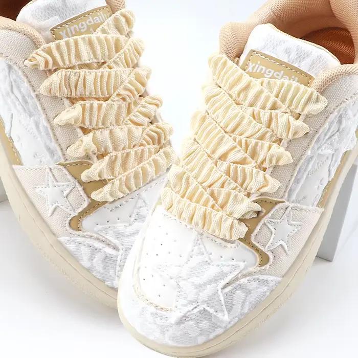 Lacets de champignon en dentelle de Style Girly mignons pour baskets lacets de chaussures en soie él