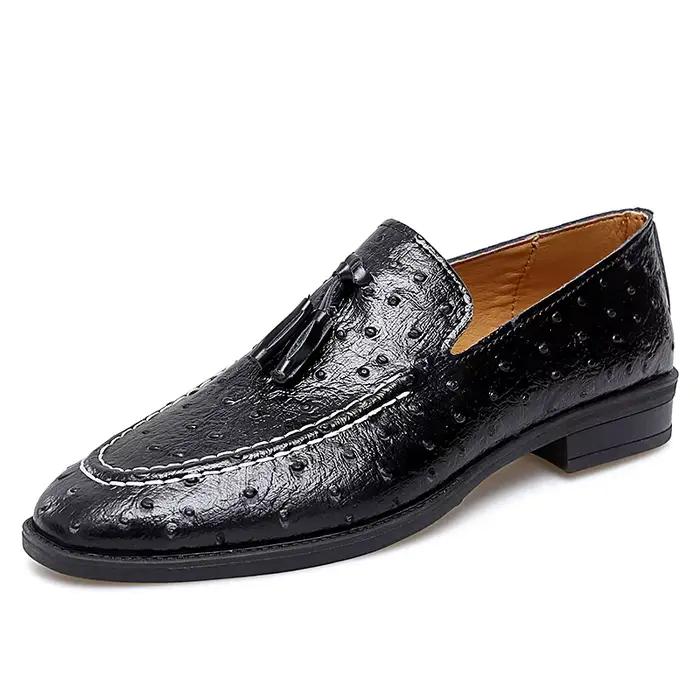 Mocassins en cuir pour hommes, chaussures de marque blanches à pompon, mocassins décontractés, chaus