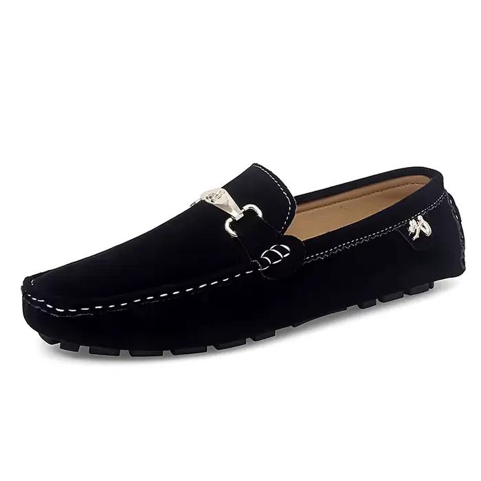Luxe 35-48 mocassins hommes femmes mocassins en cuir noir pour hommes décontracté sans lacet mocassi