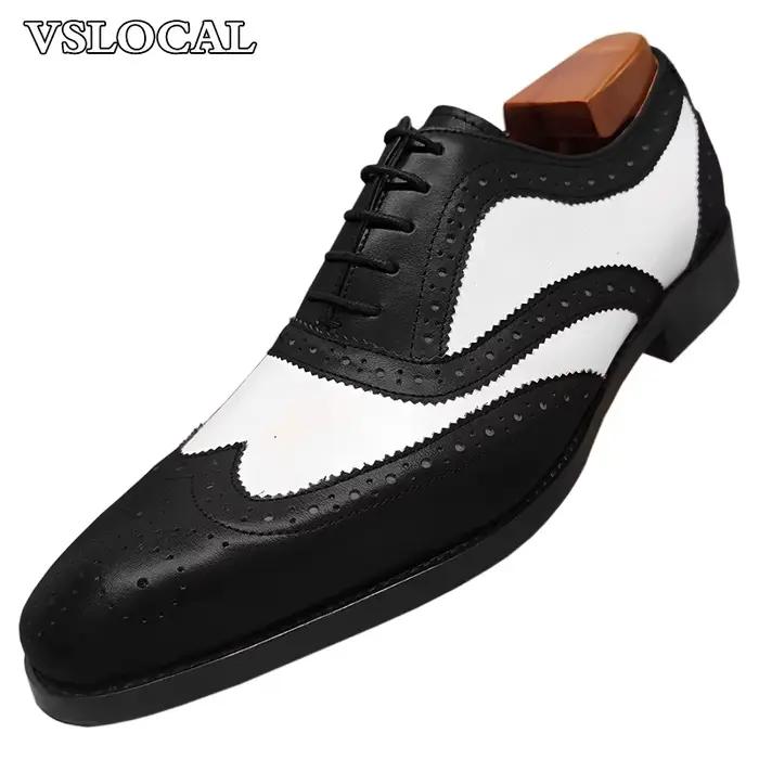 Chaussures Oxford de luxe pour hommes, à lacets, bout pointu, chaussures habillées pour mariage et a