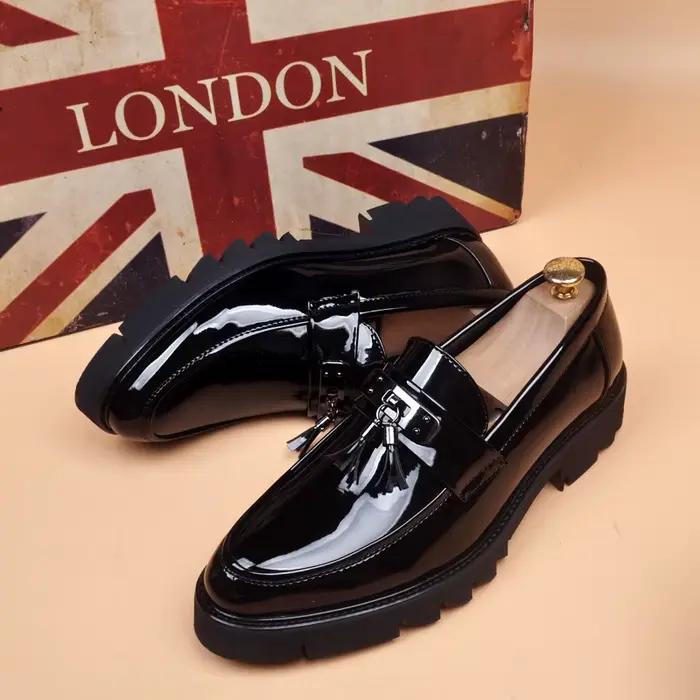 Chaussures d'été en cuir verni pour hommes, respirantes et décontractées, chaussures de conduite à e