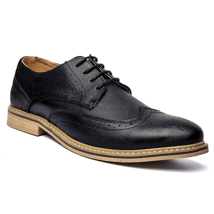 Chaussures Oxford pointues à lacets en cuir pour hommes, chaussures brogue d'affaires, marque italie