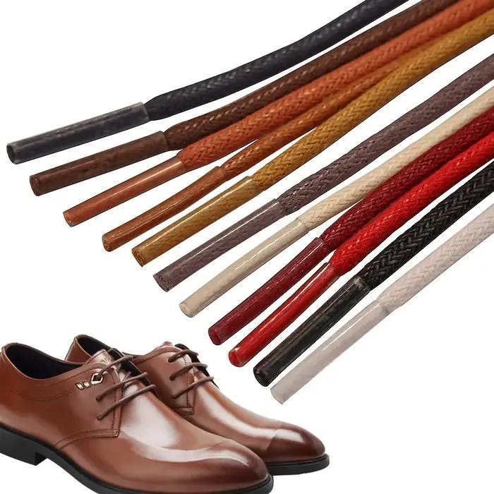 Lacets ronds en coton ciré, lacets en polyester durables, lacets pour chaussures Oxford, lacets pour