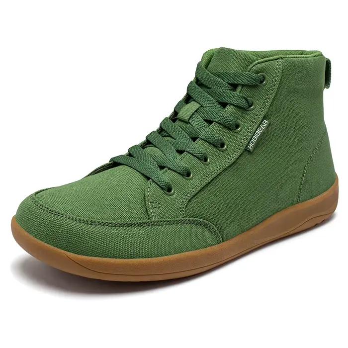 HOBIBEAR chaussures mi-hautes pieds nus unisexe boîte à bout large baskets en toile zéro goutte à la