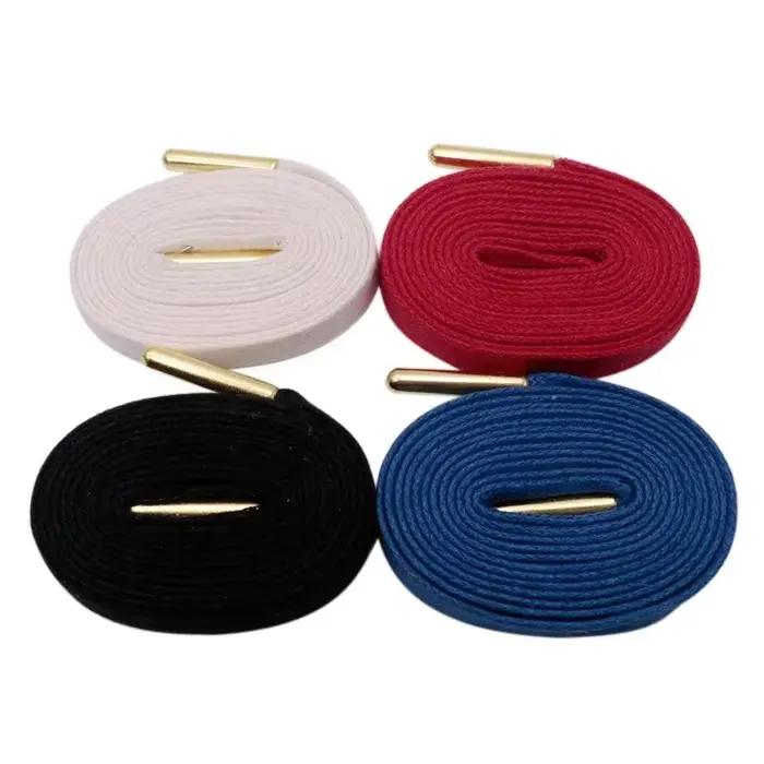 Coolstring – lacets cirés avec pointes en métal doré, 8MM, 100% coton, noir, blanc, rouge, bleu, imp