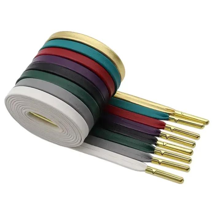 Coolstring-Lacets Souples en Cuir de Mouton, Plats, Noirs et Blancs, avec Embouts Métalliques, pour 