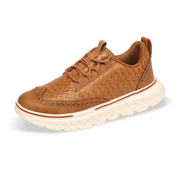 Chaussures brogues en cuir artificiel pour hommes, style britannique, semelle épaisse, chaussures dé