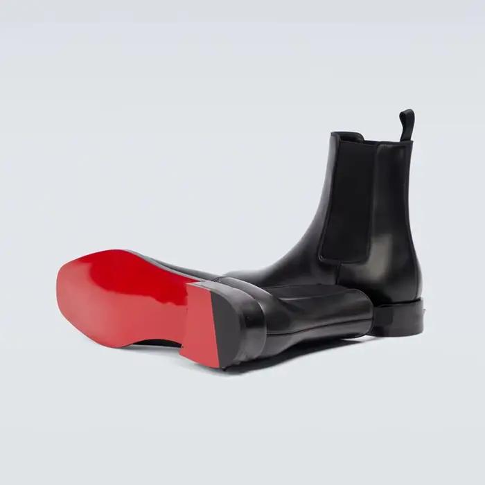Bottines Chelsea à fond rouge pour hommes, bout rond, bottines d'affaires à enfiler, taille 38-46, b